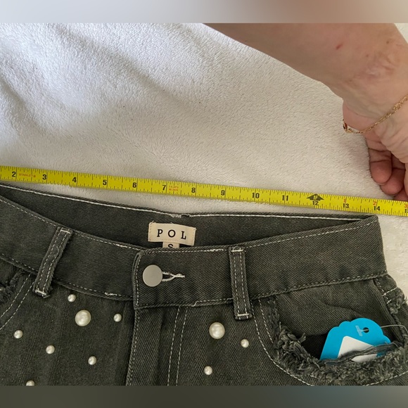 Pol pants POL jeans with faux pearls BRAND NEW in wrap charcoal womens small NEW - Picture 9 of 10